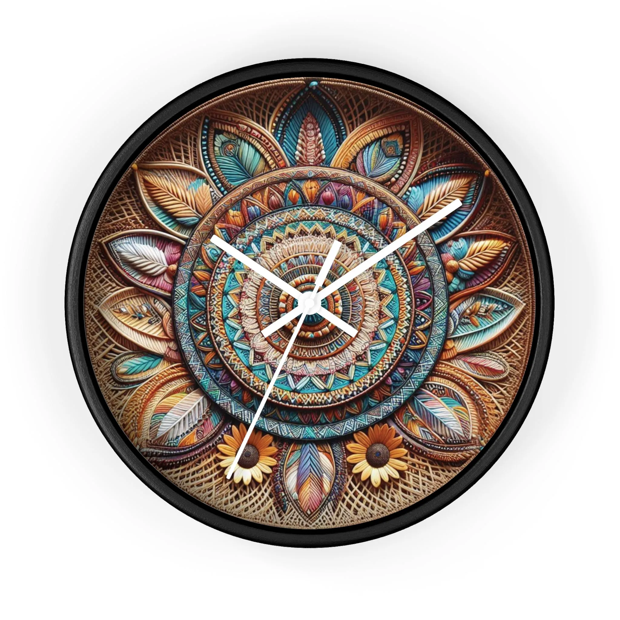 Bohemian wicker-look Wall Clock