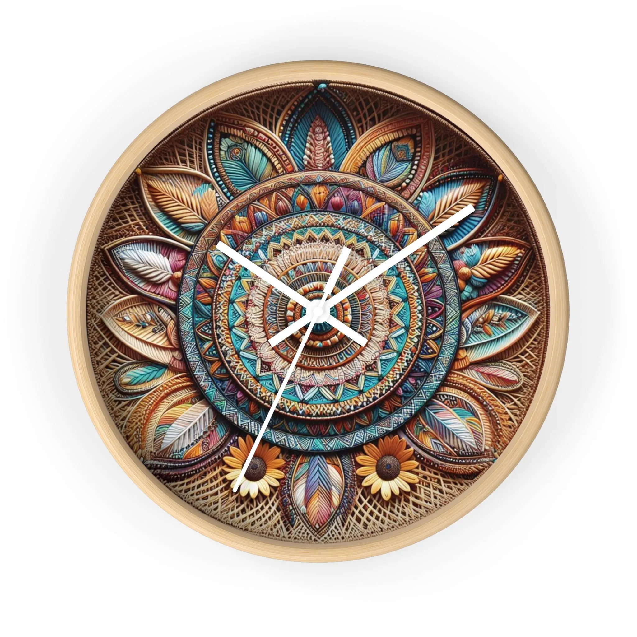 Bohemian wicker-look Wall Clock