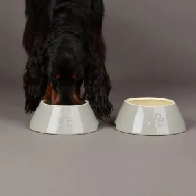 Classic 2 Piece Long Eared Dog Food & Water Bowl - Light Grey