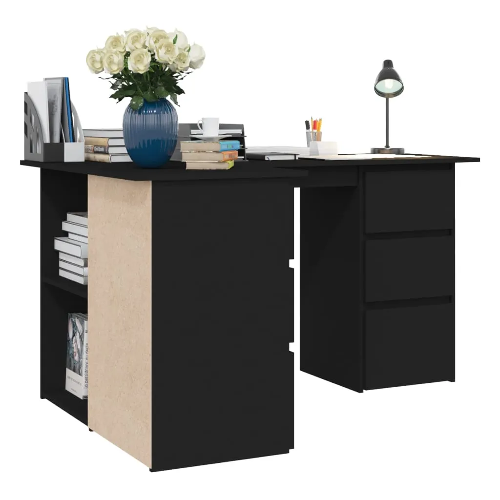 Corner Desk Black 145x100x76 cm Chipboard