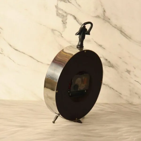 CRAPLE Oval Brass Quartz Clock, Roman Numerals, Small Brass Accent Clock, Home Decor