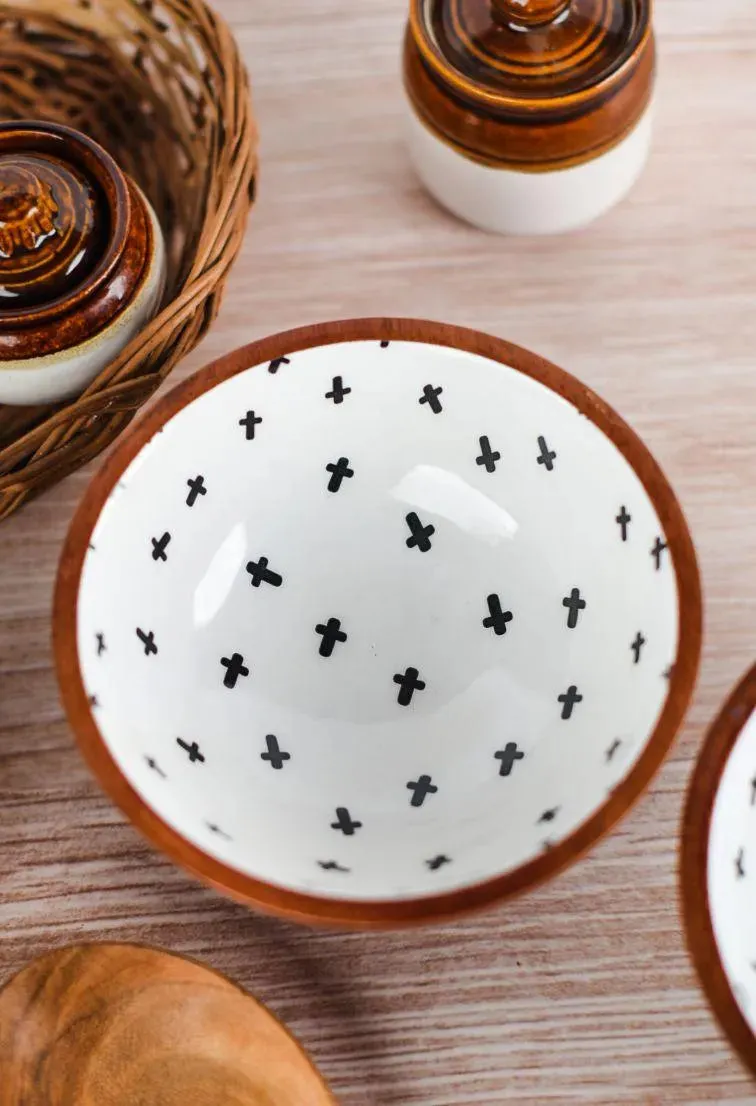 Cross Black Wooden Dip Bowl | 6 x 3 inches
