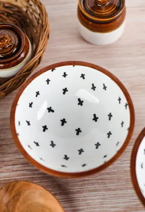 Cross Black Wooden Dip Bowl | 6 x 3 inches