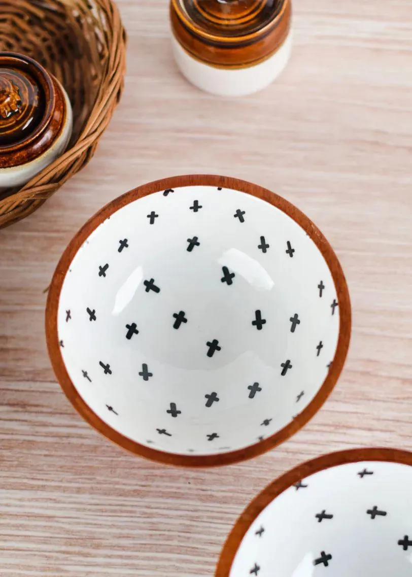 Cross Black Wooden Dip Bowl | 6 x 3 inches