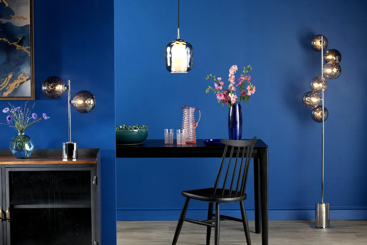 Dar Majella Pendant Polished Chrome and Smoked Glass