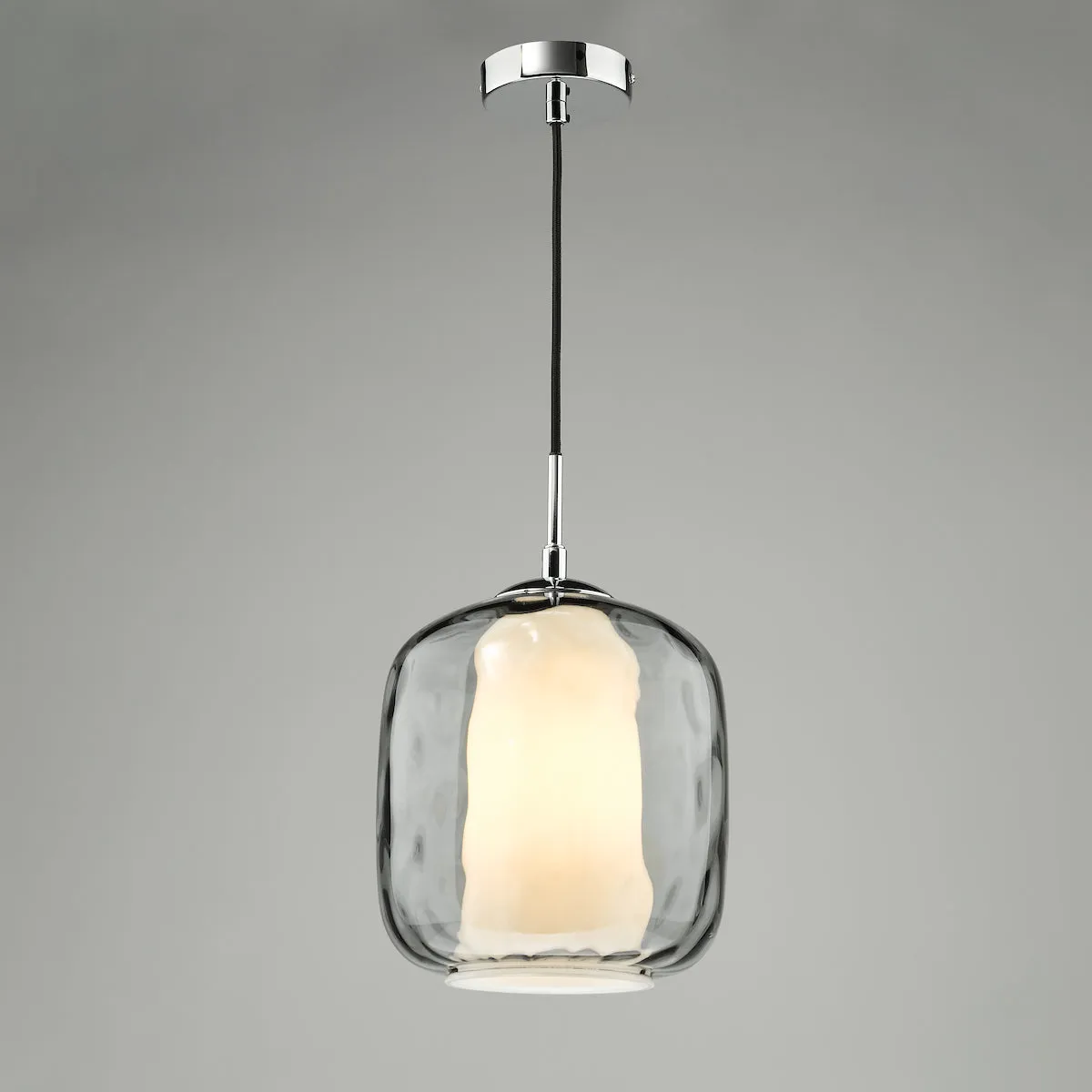 Dar Majella Pendant Polished Chrome and Smoked Glass