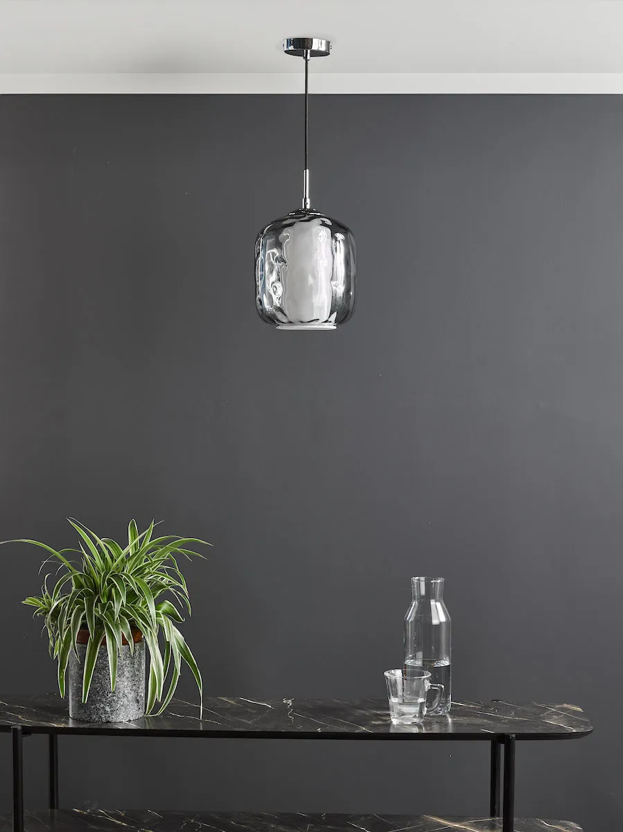 Dar Majella Pendant Polished Chrome and Smoked Glass