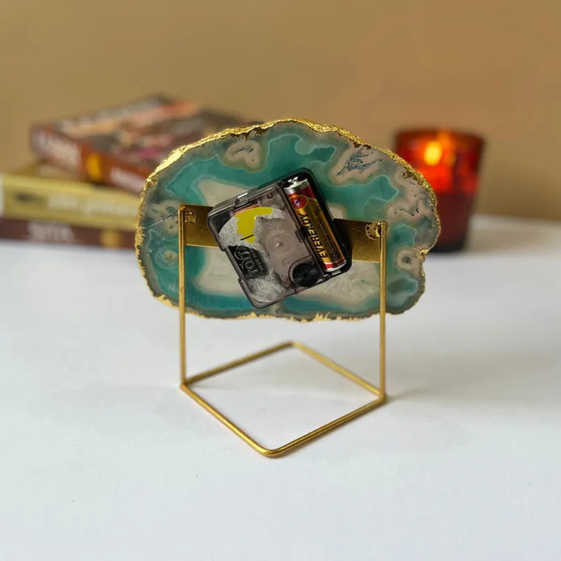Darsh Handcrafted Agate Table Clock - Green