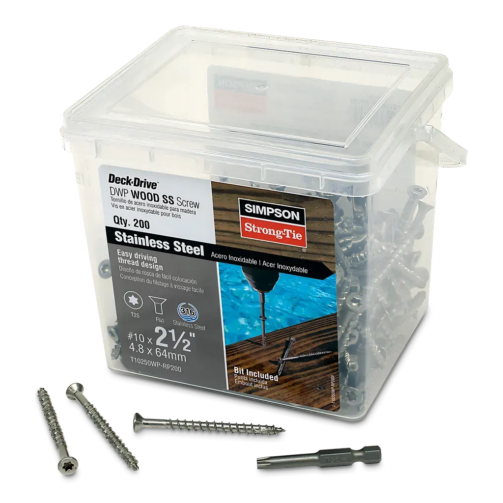 Deck-Drive DWP WOOD SS Screw - #10 x 2-1/2 in. T25, Flat Head, Type 316 (200-Qty)