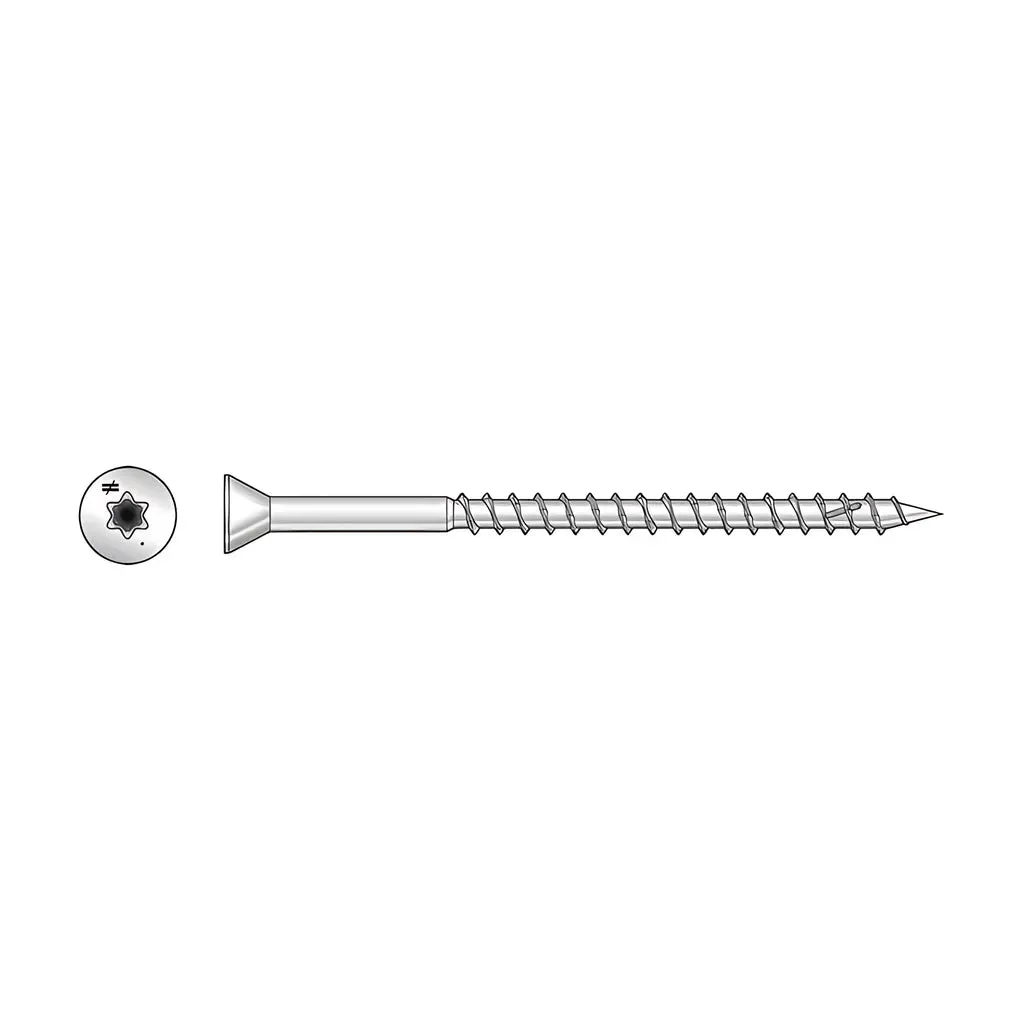 Deck-Drive DWP WOOD SS Screw - #7 x 2-1/4 in. T-15, Trim Head, Type 305 (100-Qty)