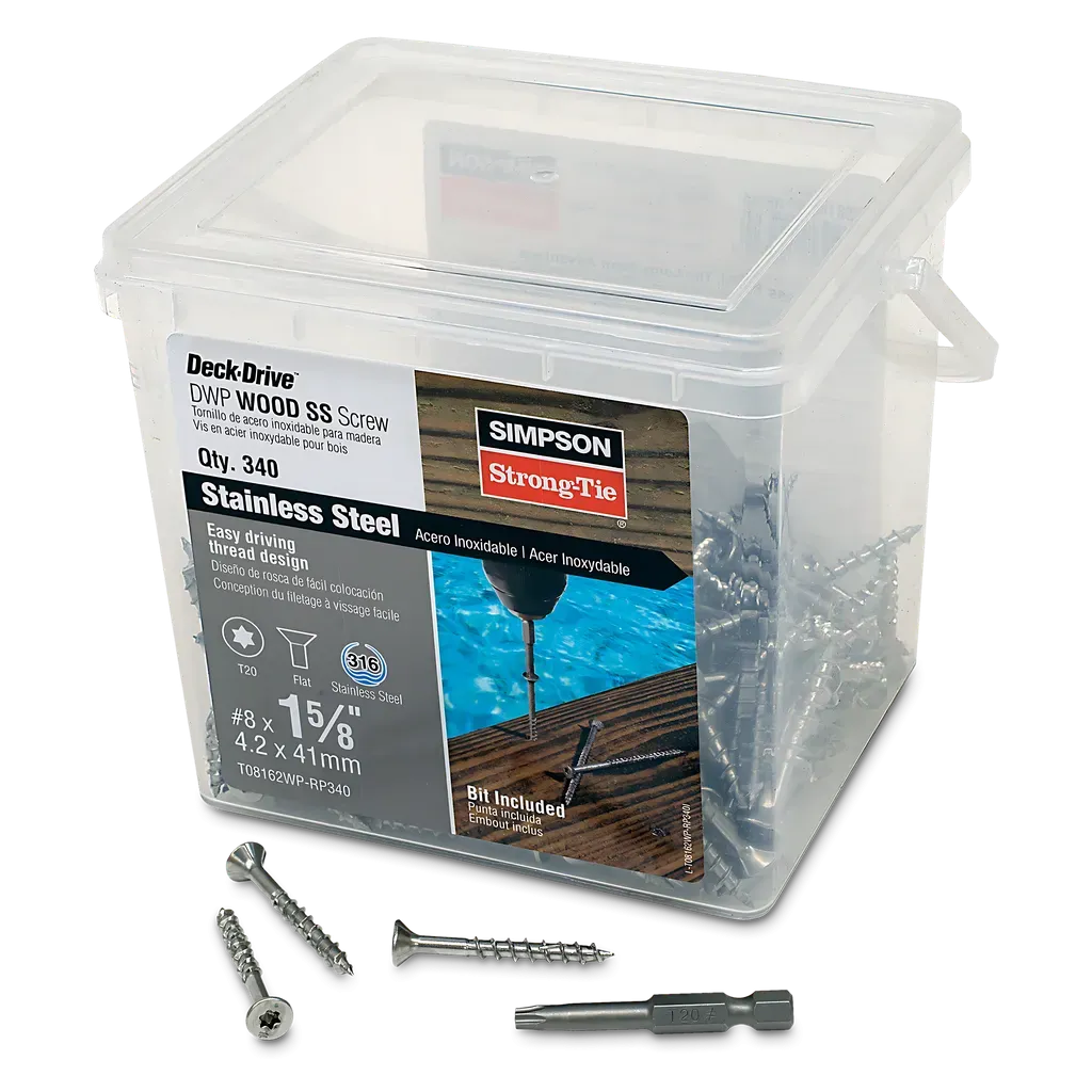 Deck-Drive DWP WOOD SS Screw - #8 x 1-5/8 in. T20, Flat Head, Type 316 (340-Qty)