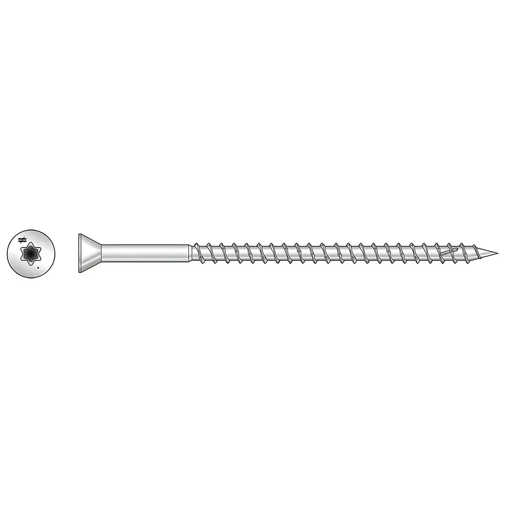 Deck-Drive DWP WOOD SS Screw - #9 x 3-1/2 in. T-20, Trim Head, Type 305 (1500-Qty)