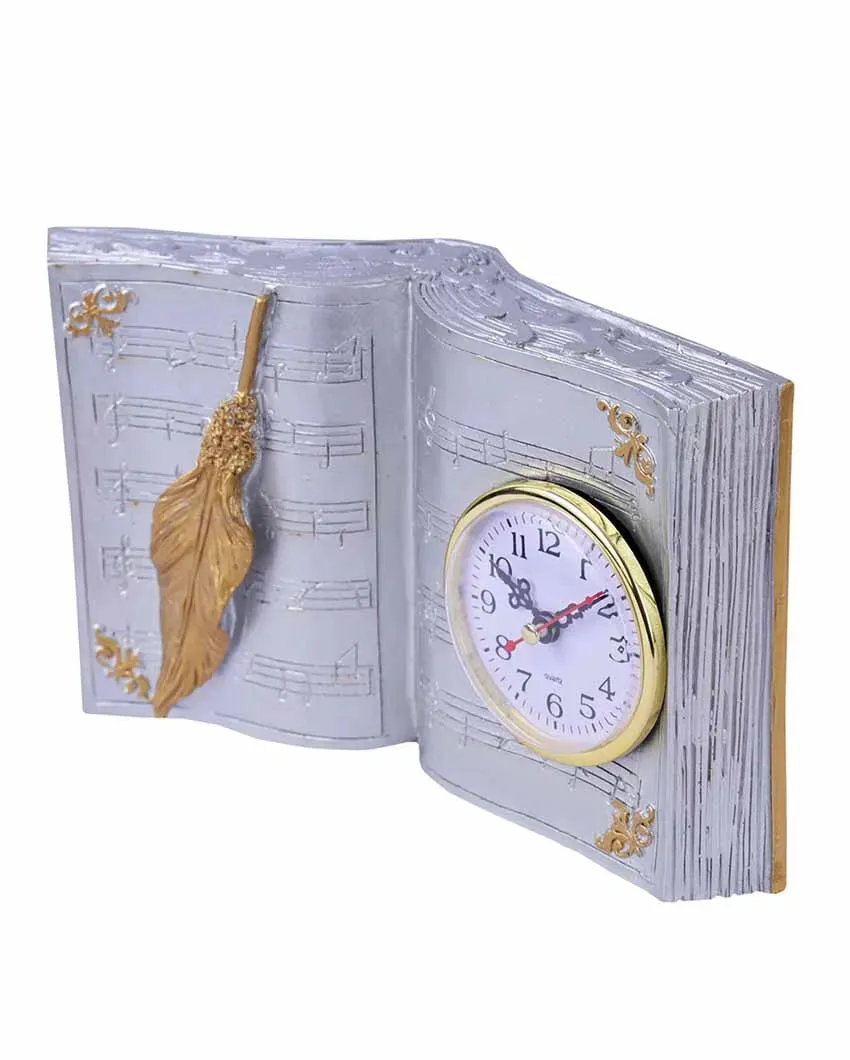 Elegant Vintage Book Theme Tabletop Clock Showpiece | 10 x 6 x 3 inches