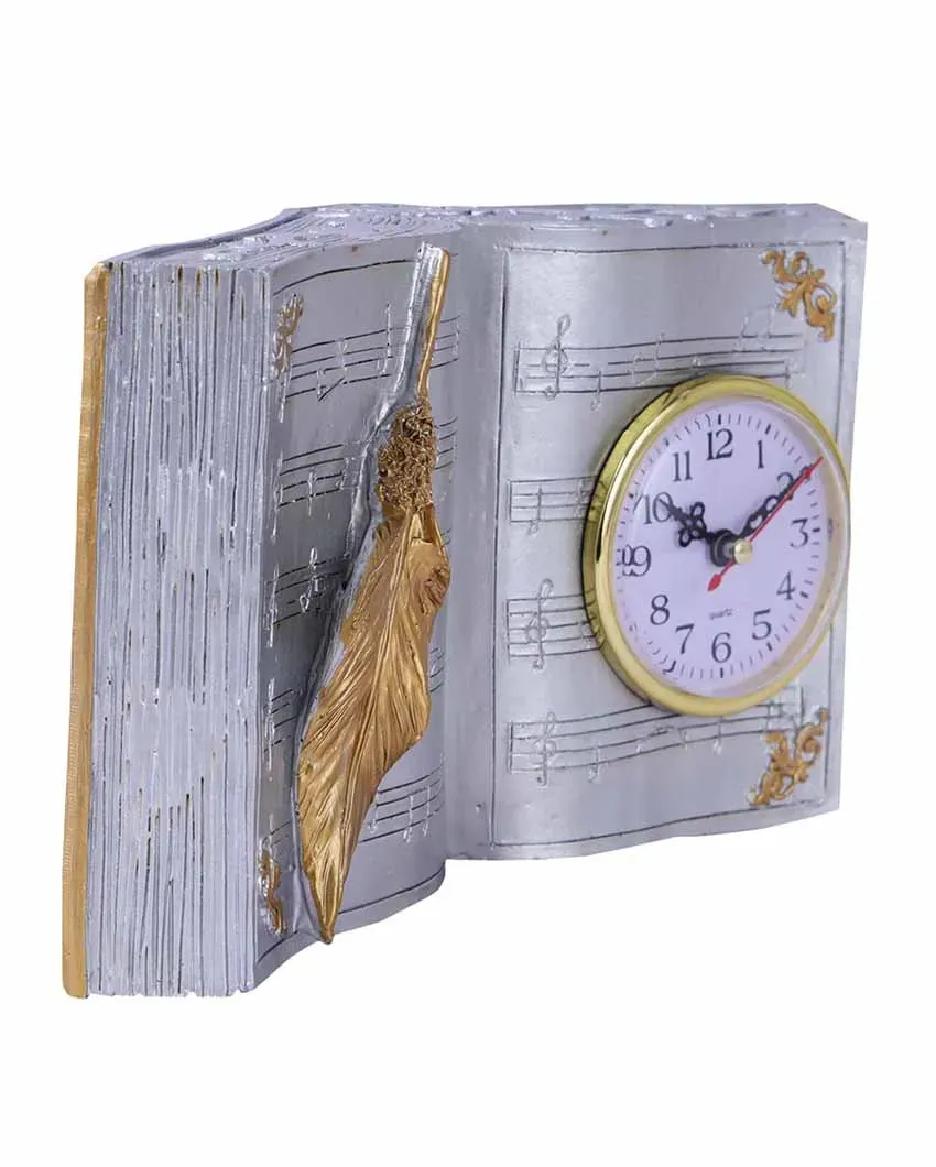 Elegant Vintage Book Theme Tabletop Clock Showpiece | 10 x 6 x 3 inches