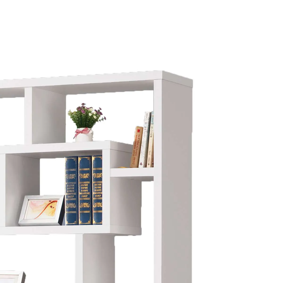 Fantastic Geometric Cubed Rectangular Bookcase, White  By Benzara