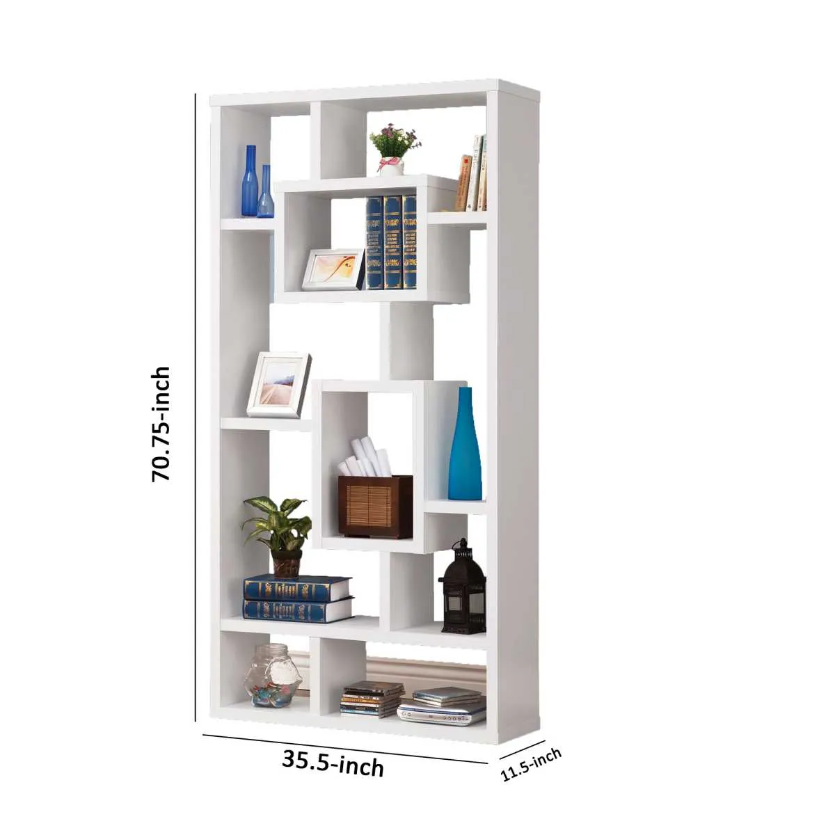 Fantastic Geometric Cubed Rectangular Bookcase, White  By Benzara