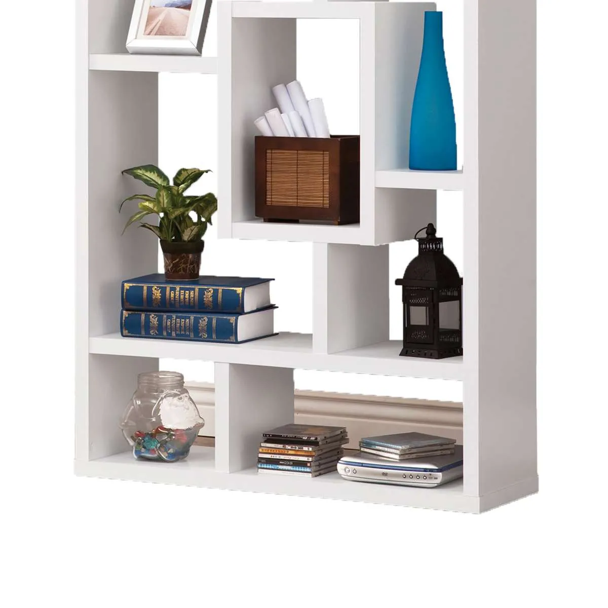 Fantastic Geometric Cubed Rectangular Bookcase, White  By Benzara