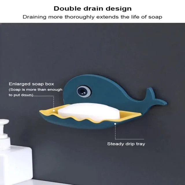 Fish Shape Soap Dispenser Stand Case Tray Plastic Bar Soap Sponge Holder, Soap Dishes For Shower Tub Kitchen And Bath