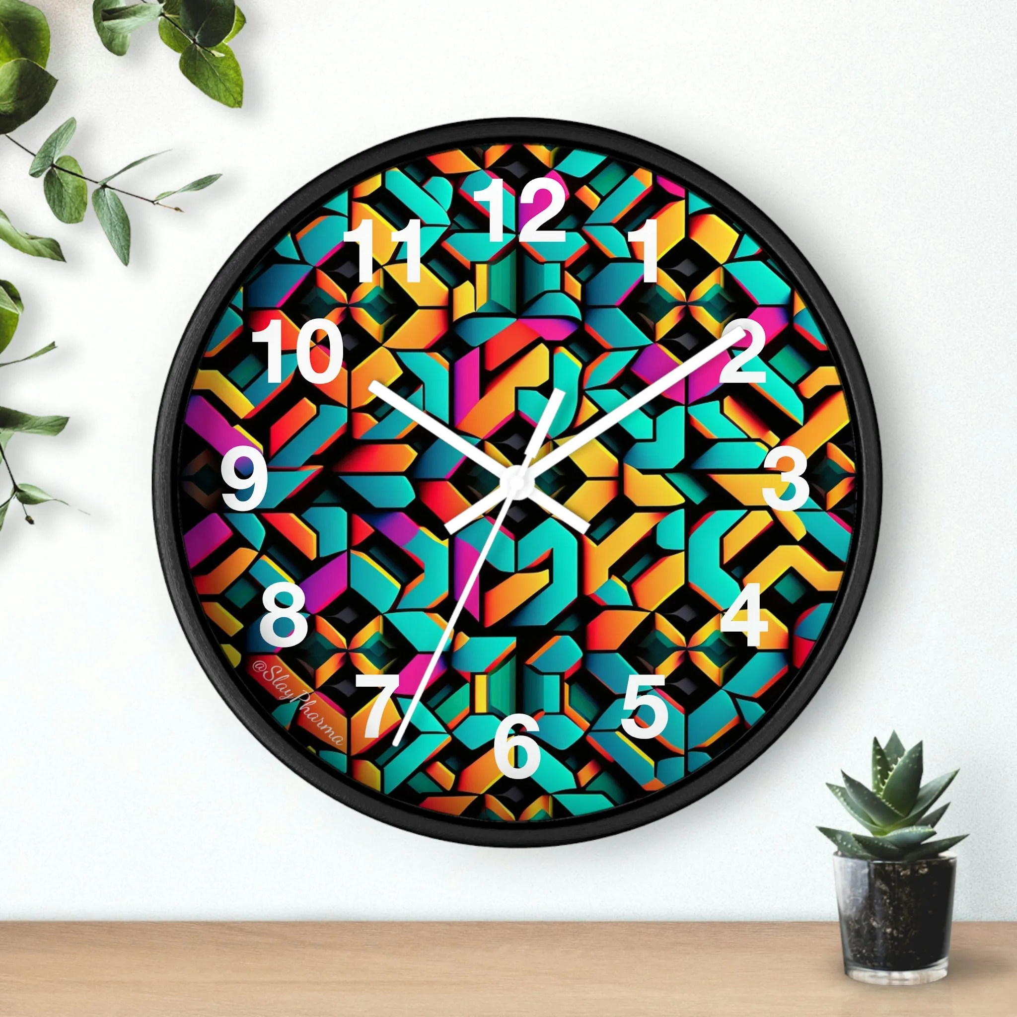 Geometric Wall Clock #2 w/ numbers