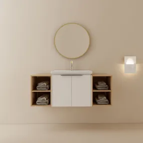 Giving Tree 48" Wall-mounted Bathroom Vanity with Sink and Two Storage Shelves