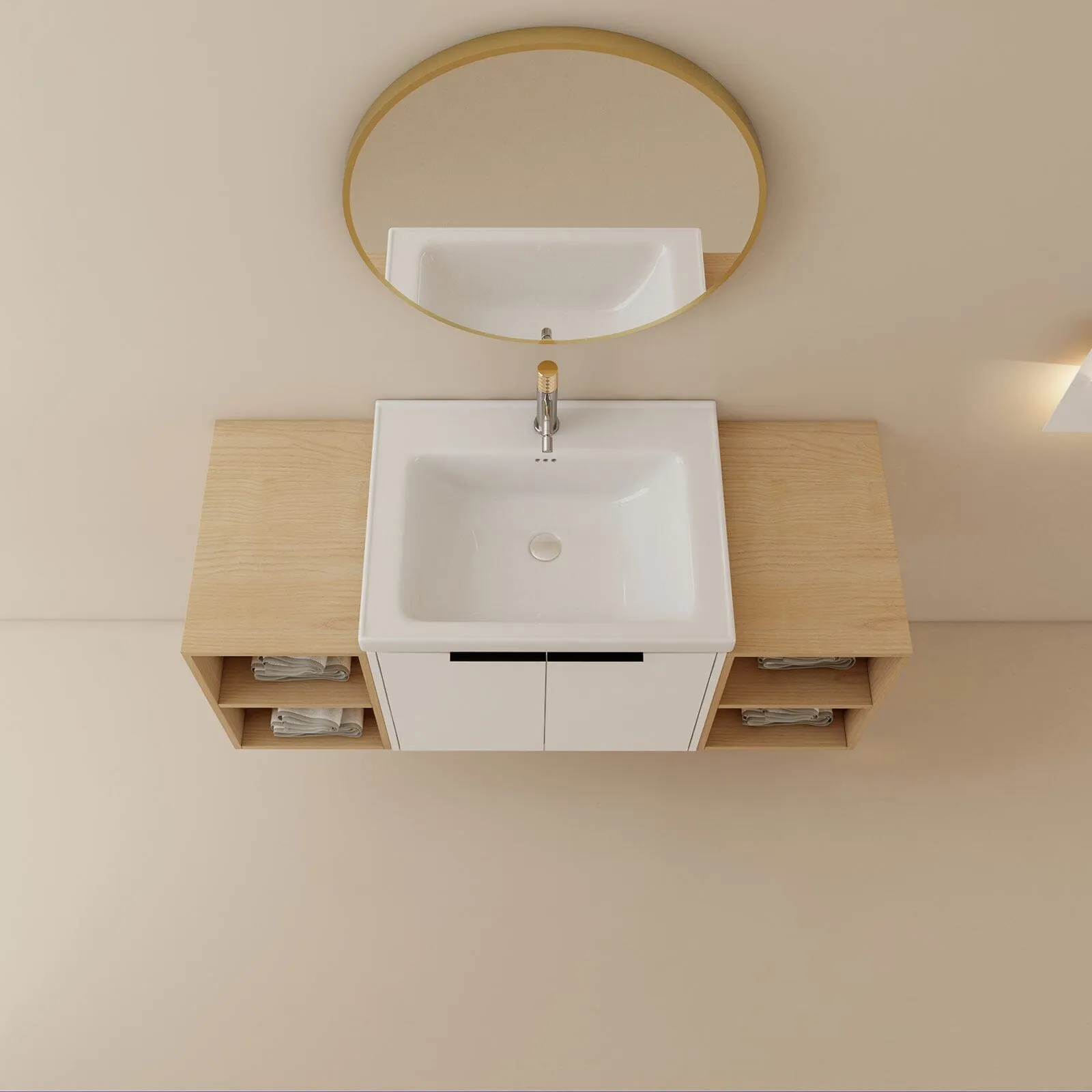 Giving Tree 48" Wall-mounted Bathroom Vanity with Sink and Two Storage Shelves