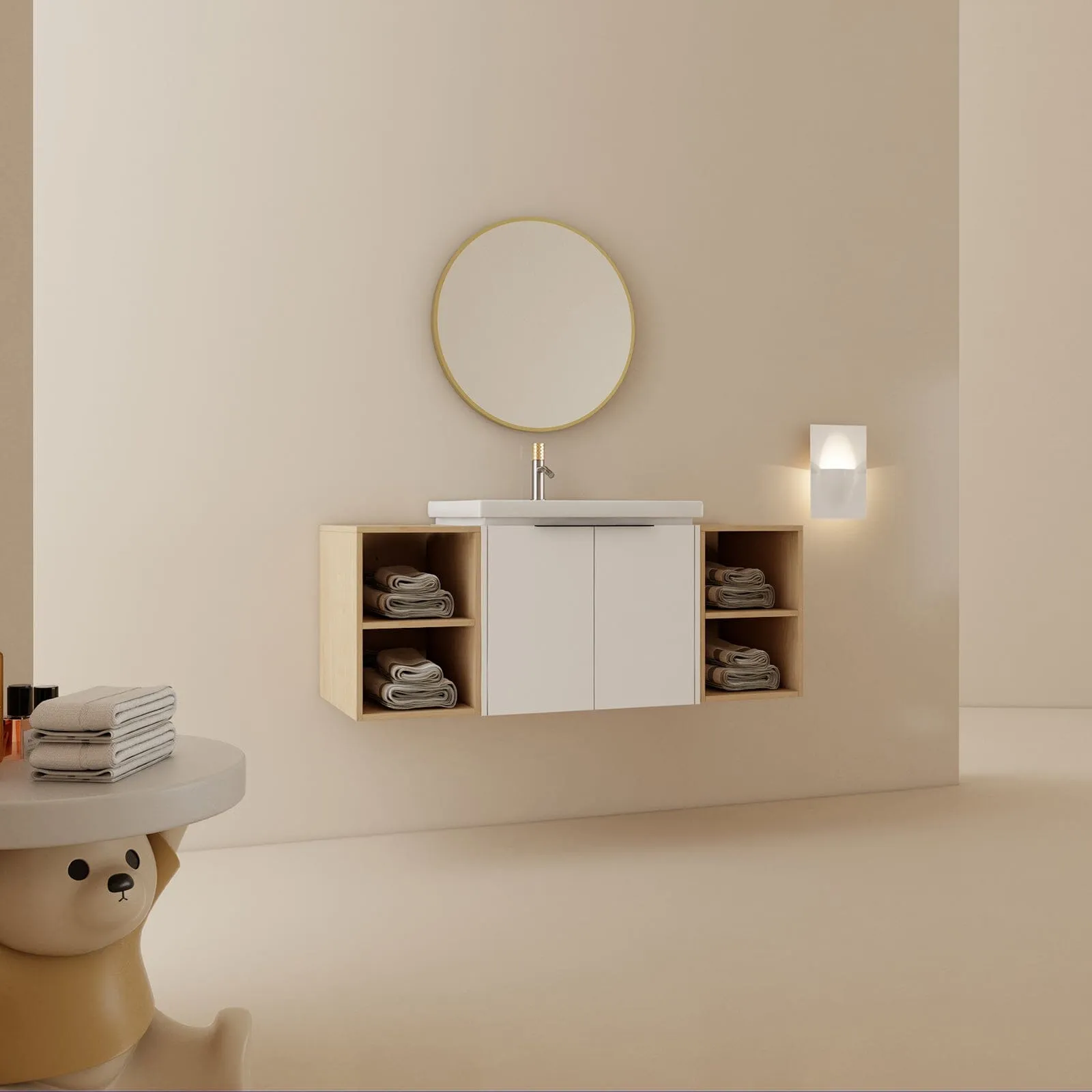 Giving Tree 48" Wall-mounted Bathroom Vanity with Sink and Two Storage Shelves