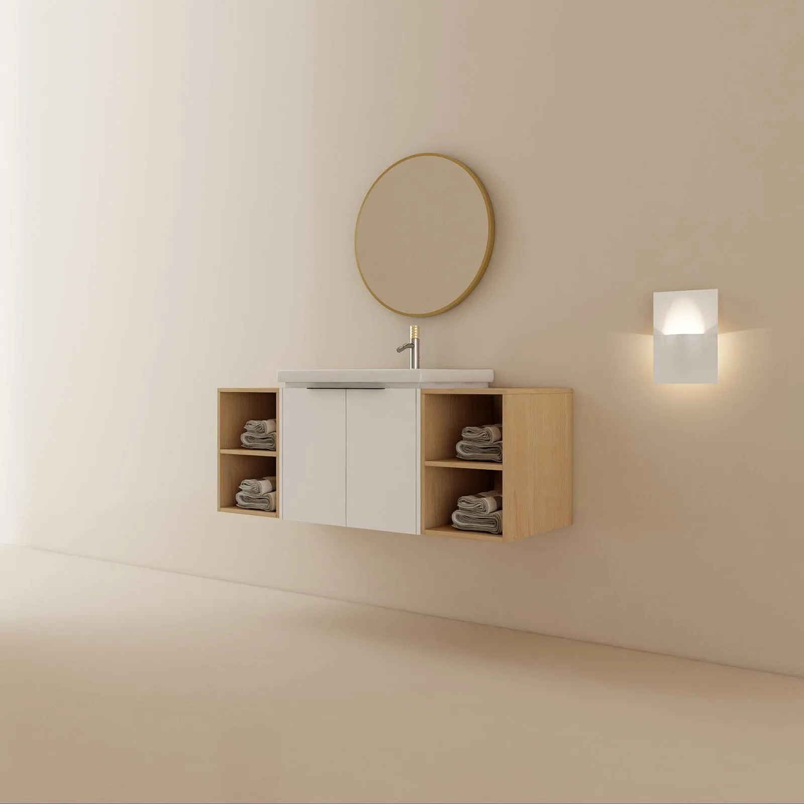 Giving Tree 48" Wall-mounted Bathroom Vanity with Sink and Two Storage Shelves
