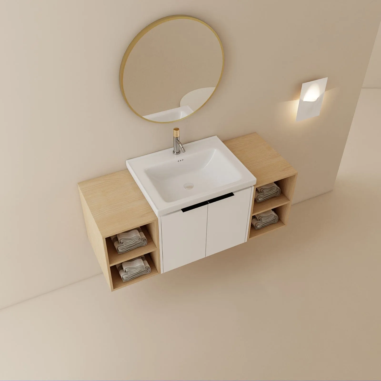 Giving Tree 48" Wall-mounted Bathroom Vanity with Sink and Two Storage Shelves