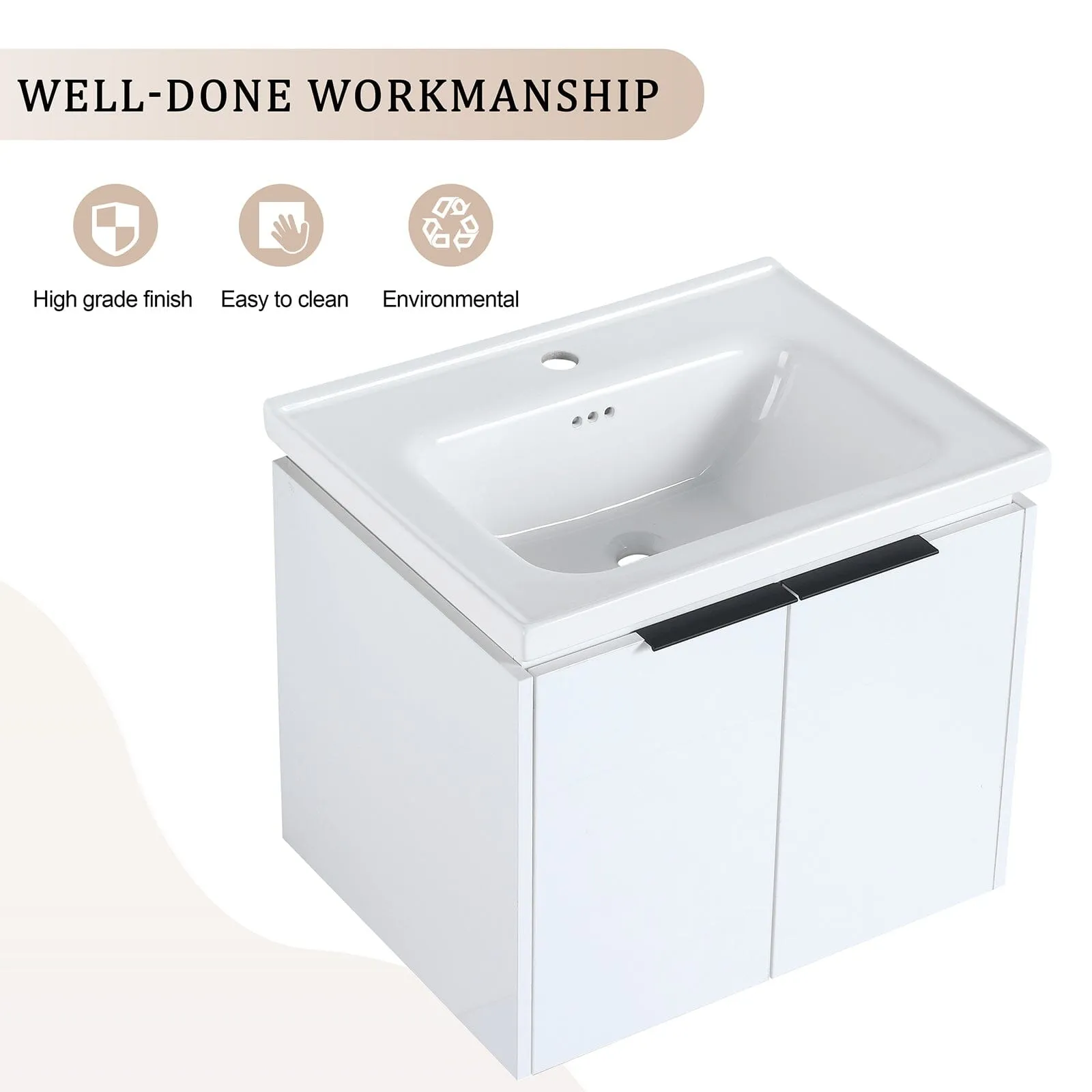 Giving Tree 48" Wall-mounted Bathroom Vanity with Sink and Two Storage Shelves