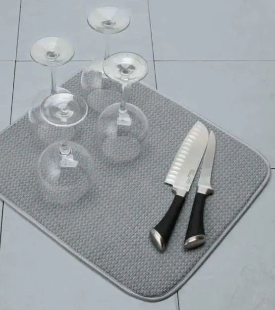 Grey Dish Drying Mat 16x18