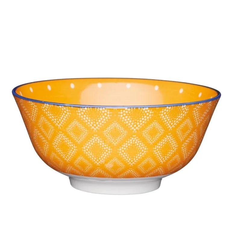 KitchenCraft Glazed Stoneware Orange Spot Floral Bowl | 6 x 3 inches