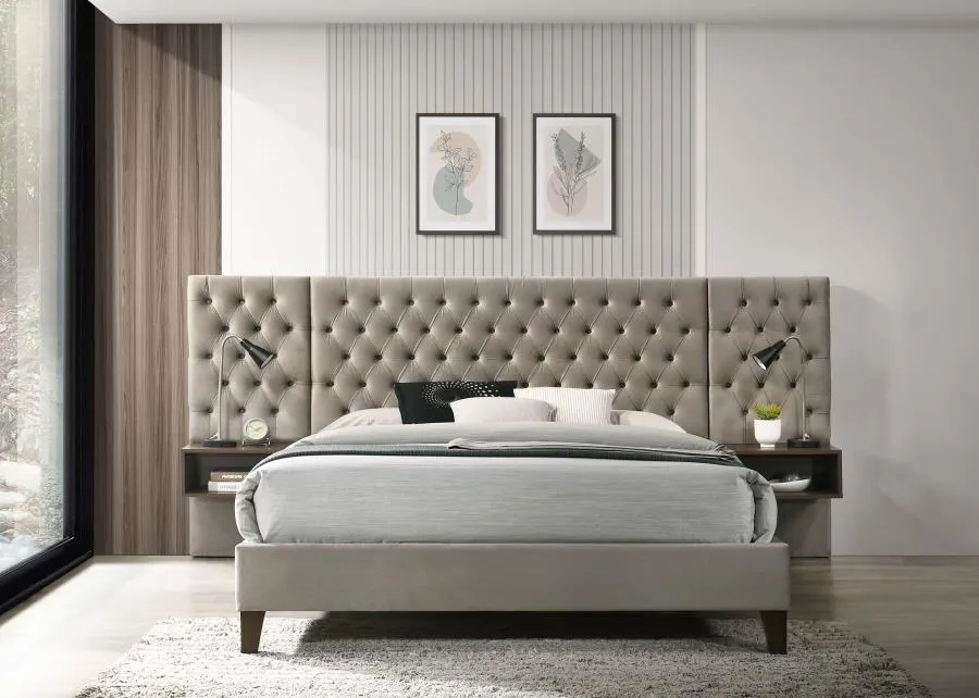 Leonardo King Bed w/ 3 Panels & Nightstands