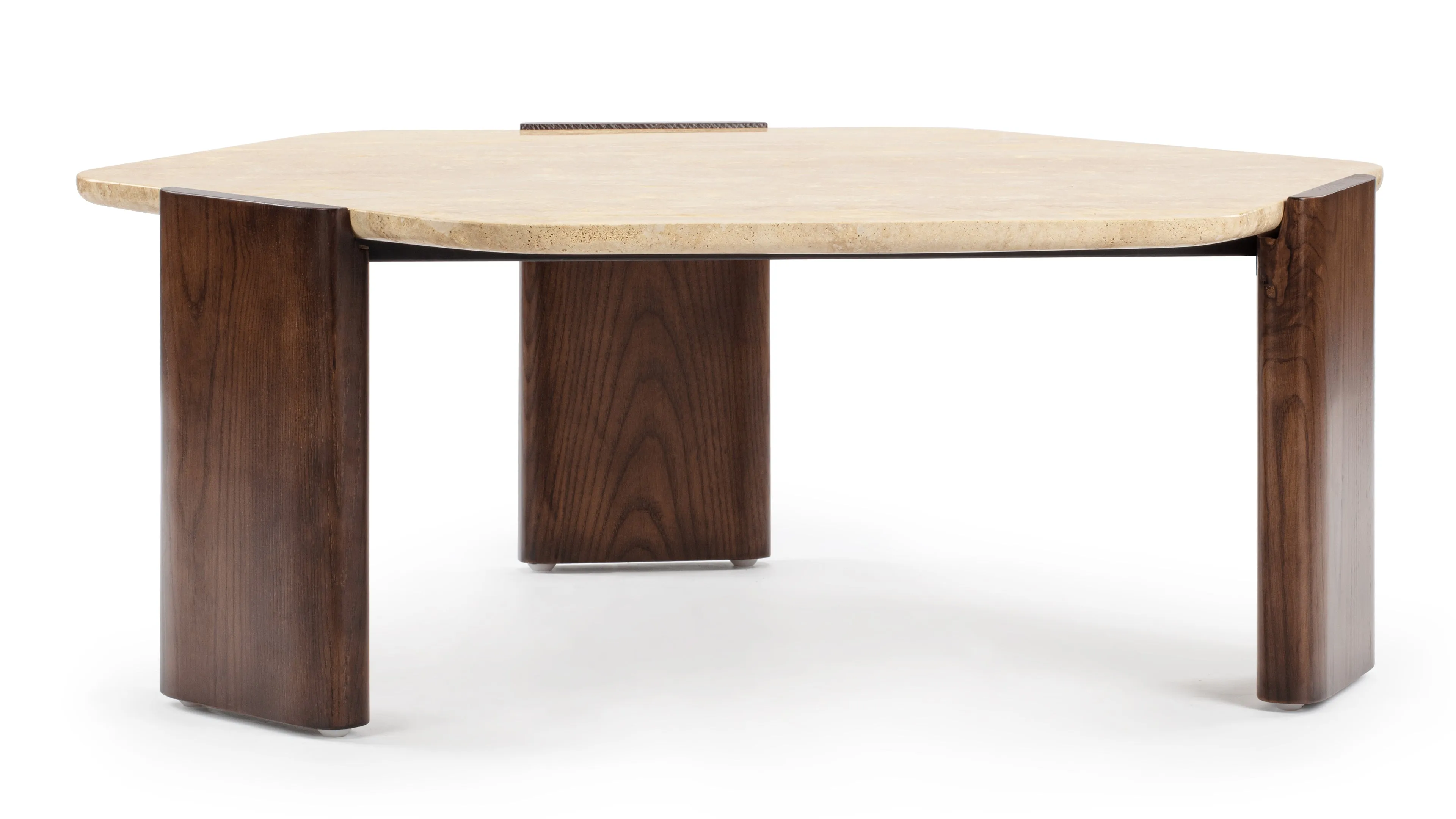 Lob - Lob Coffee Table, Travertine and Walnut