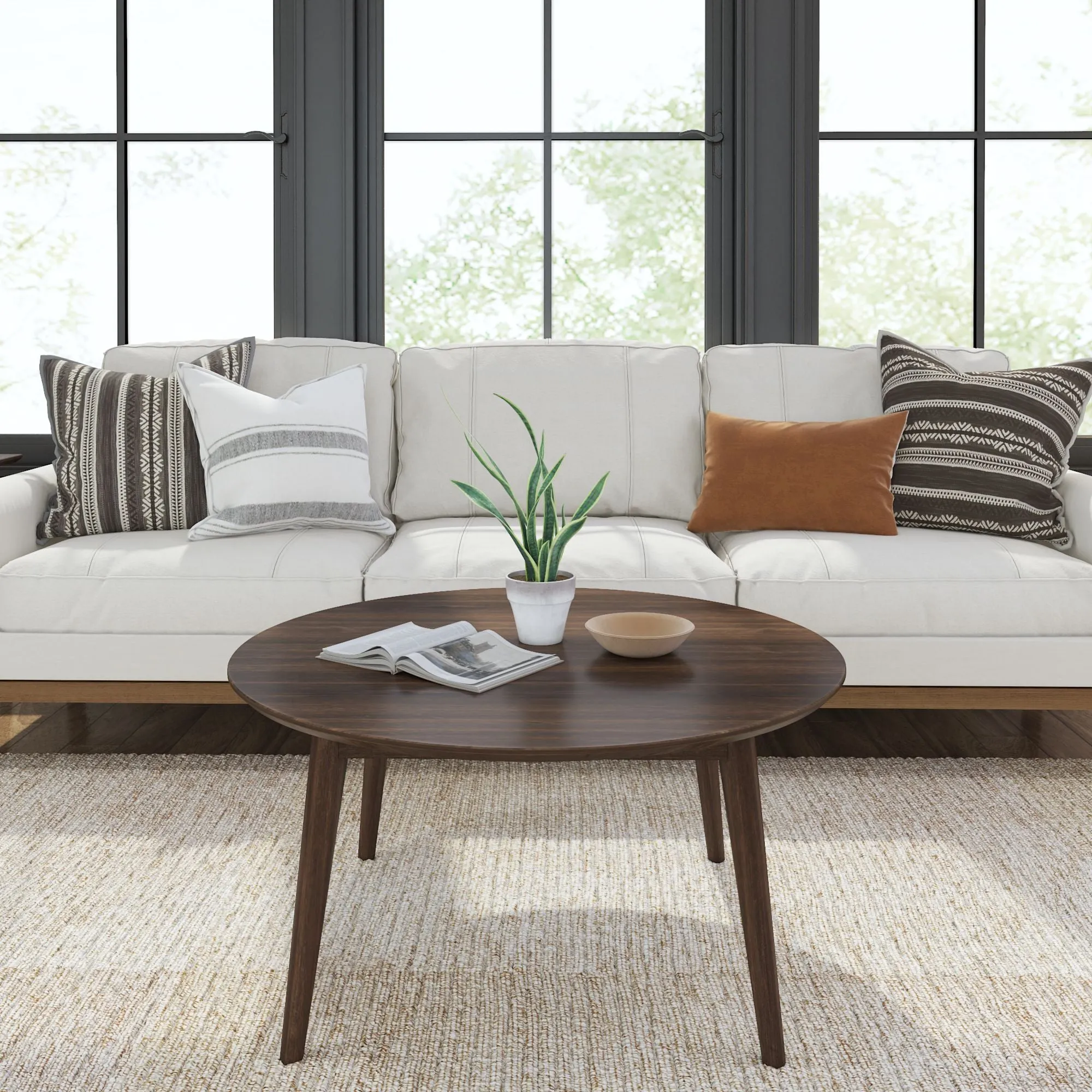 Mid-Century Modern Round Coffee Table - 36"