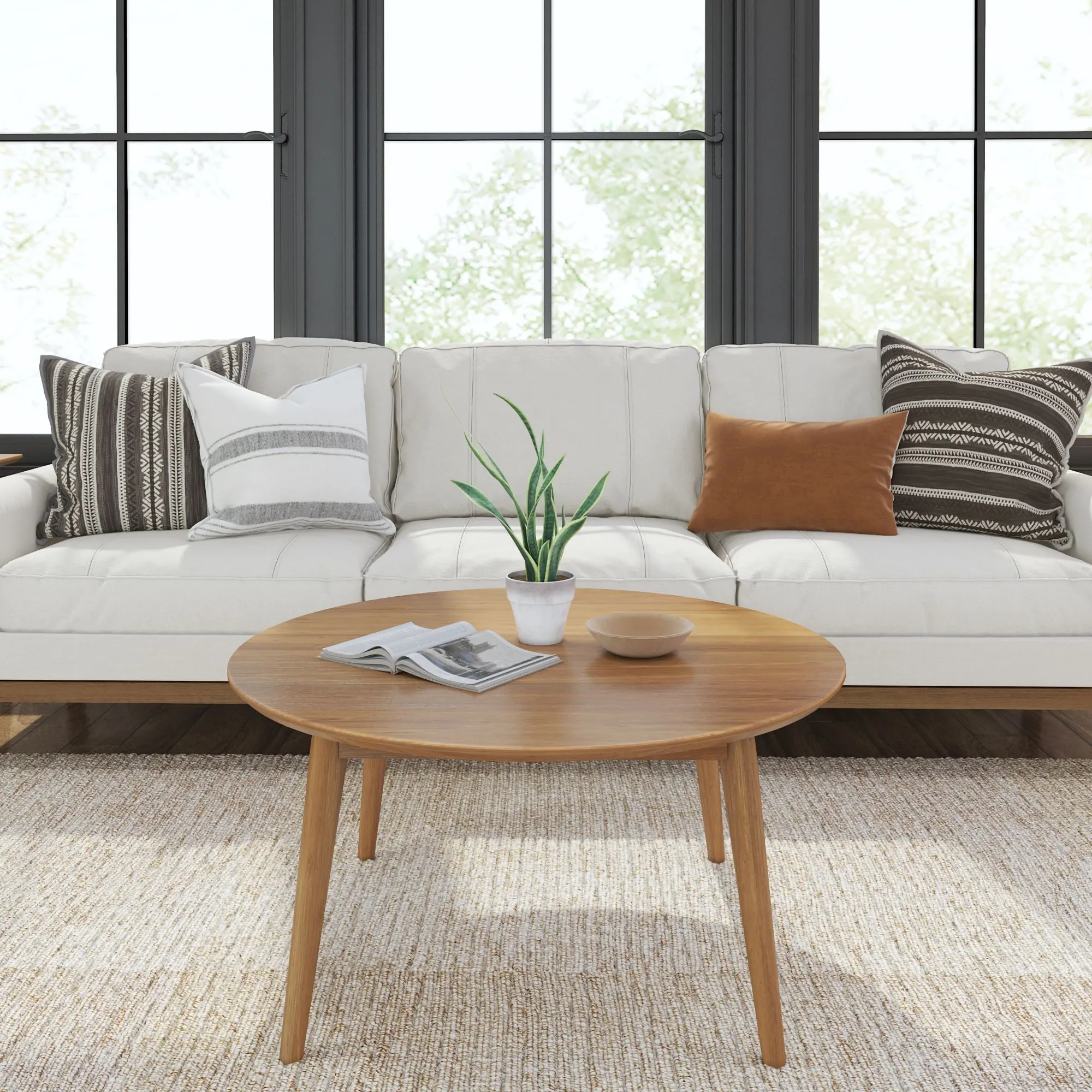Mid-Century Modern Round Coffee Table - 36"