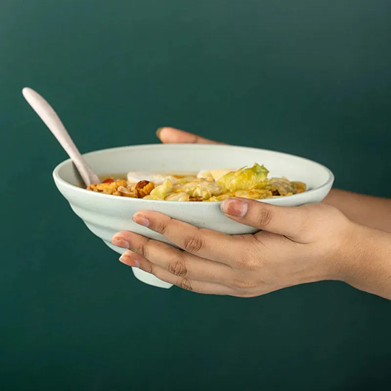 Mint Green Wheat Straw Ramen Bowls  | Set of 2