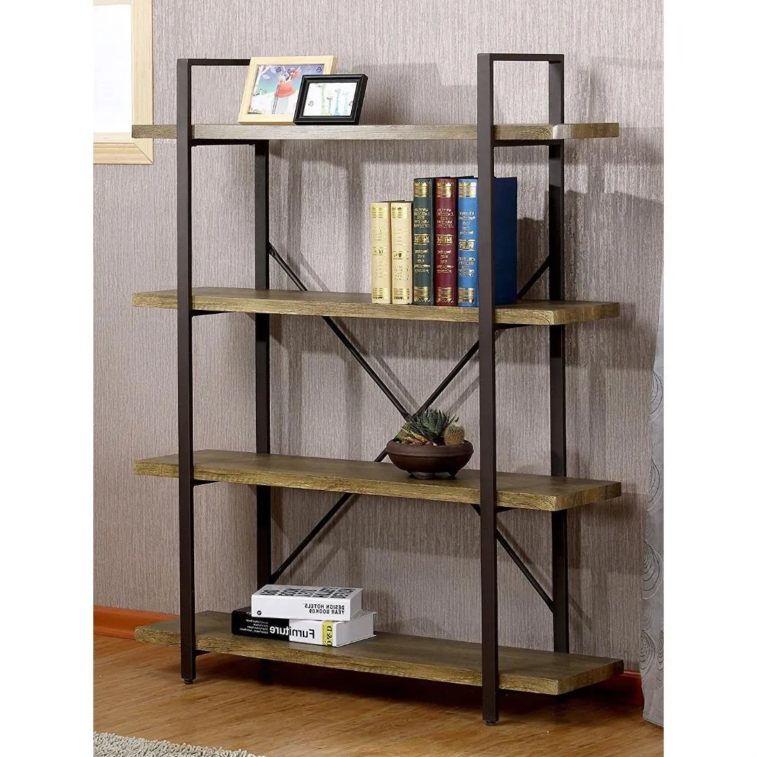 Modern Industrial Style 4-Shelf Bookcase