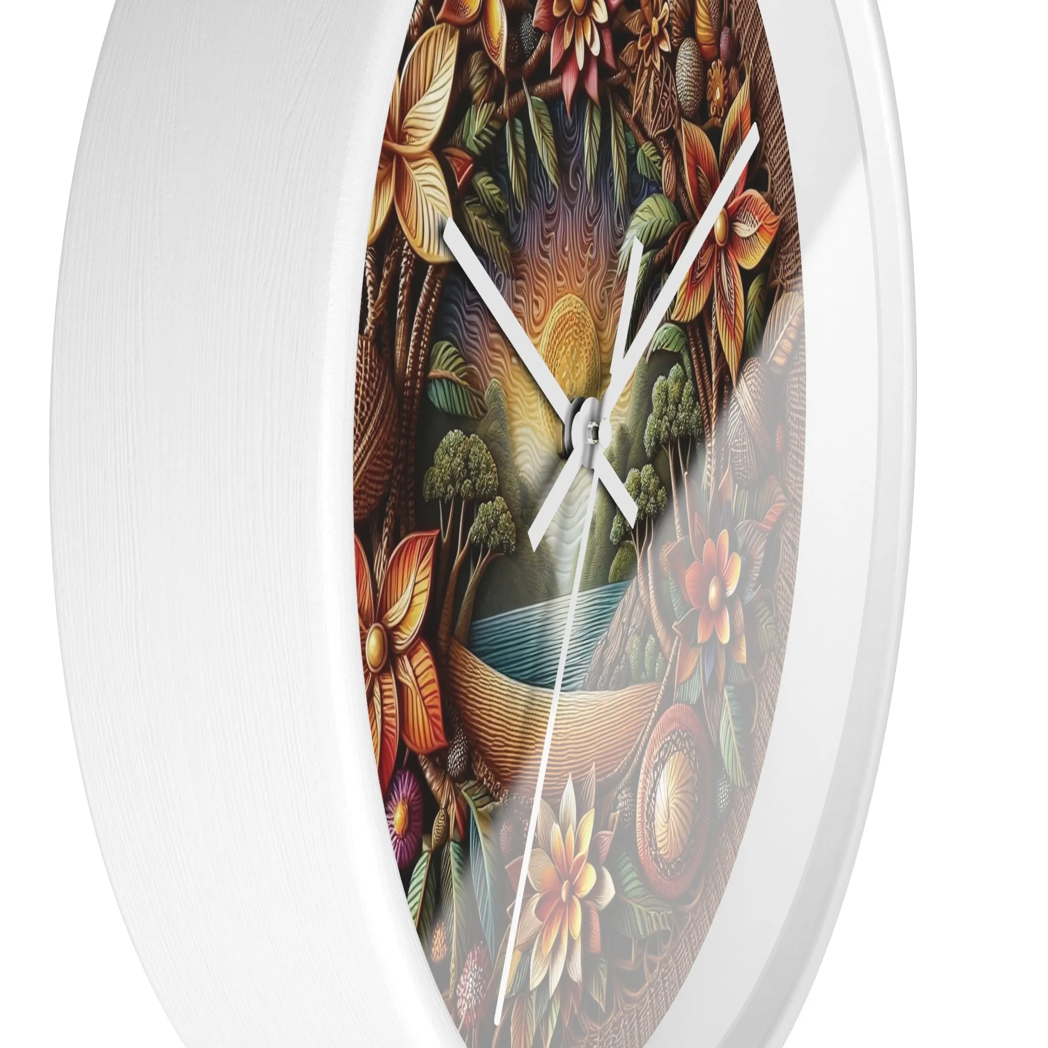 Nature-themed bohemian wicker look Wall Clock