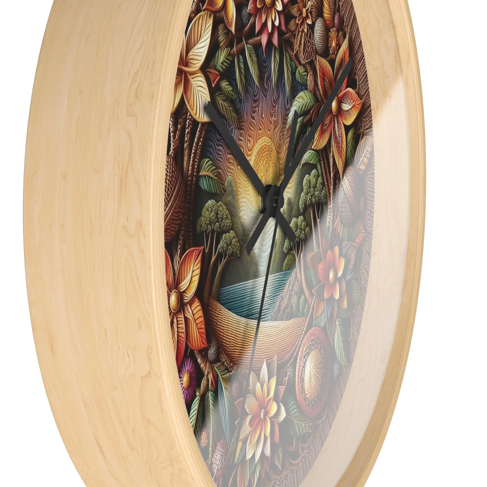 Nature-themed bohemian wicker look Wall Clock