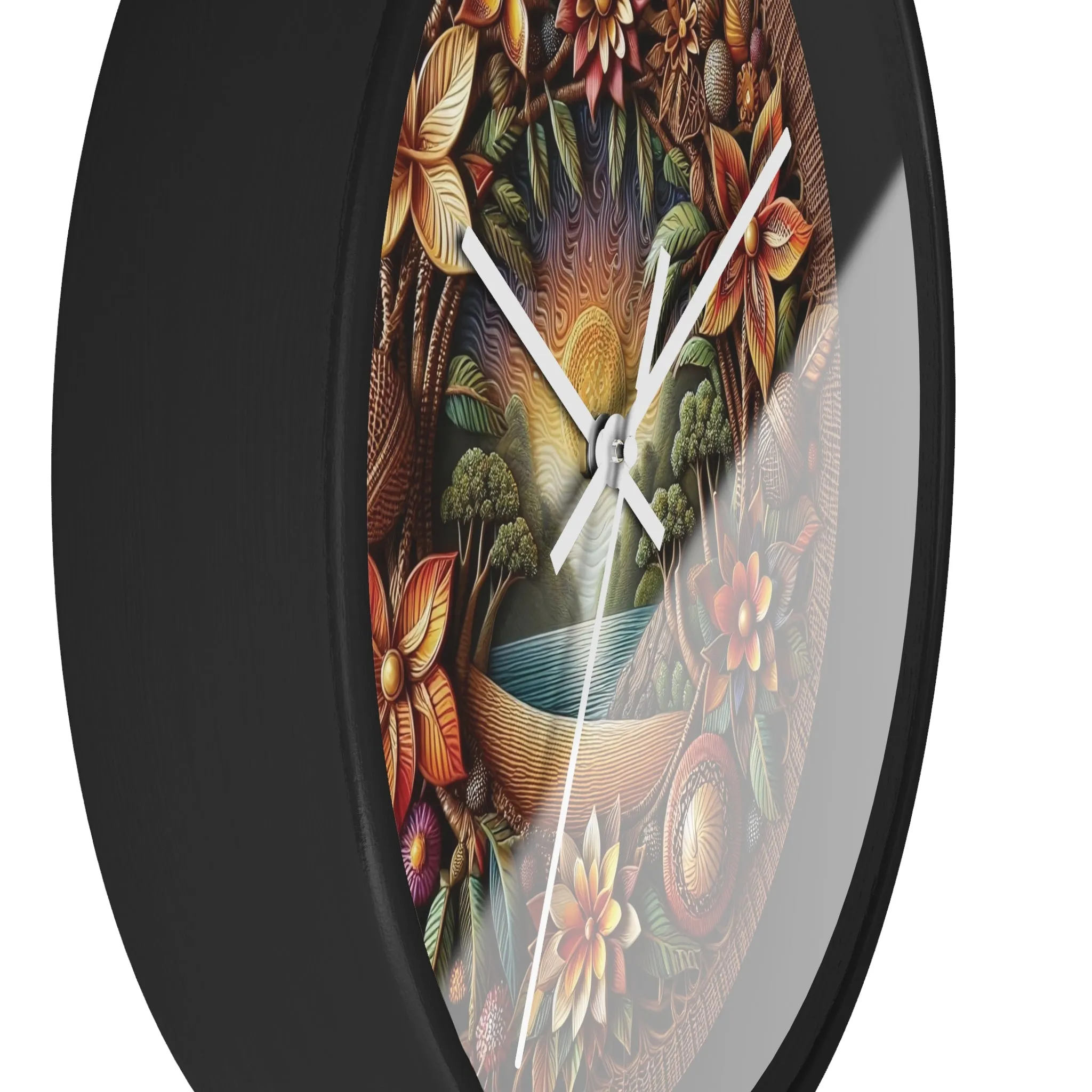 Nature-themed bohemian wicker look Wall Clock