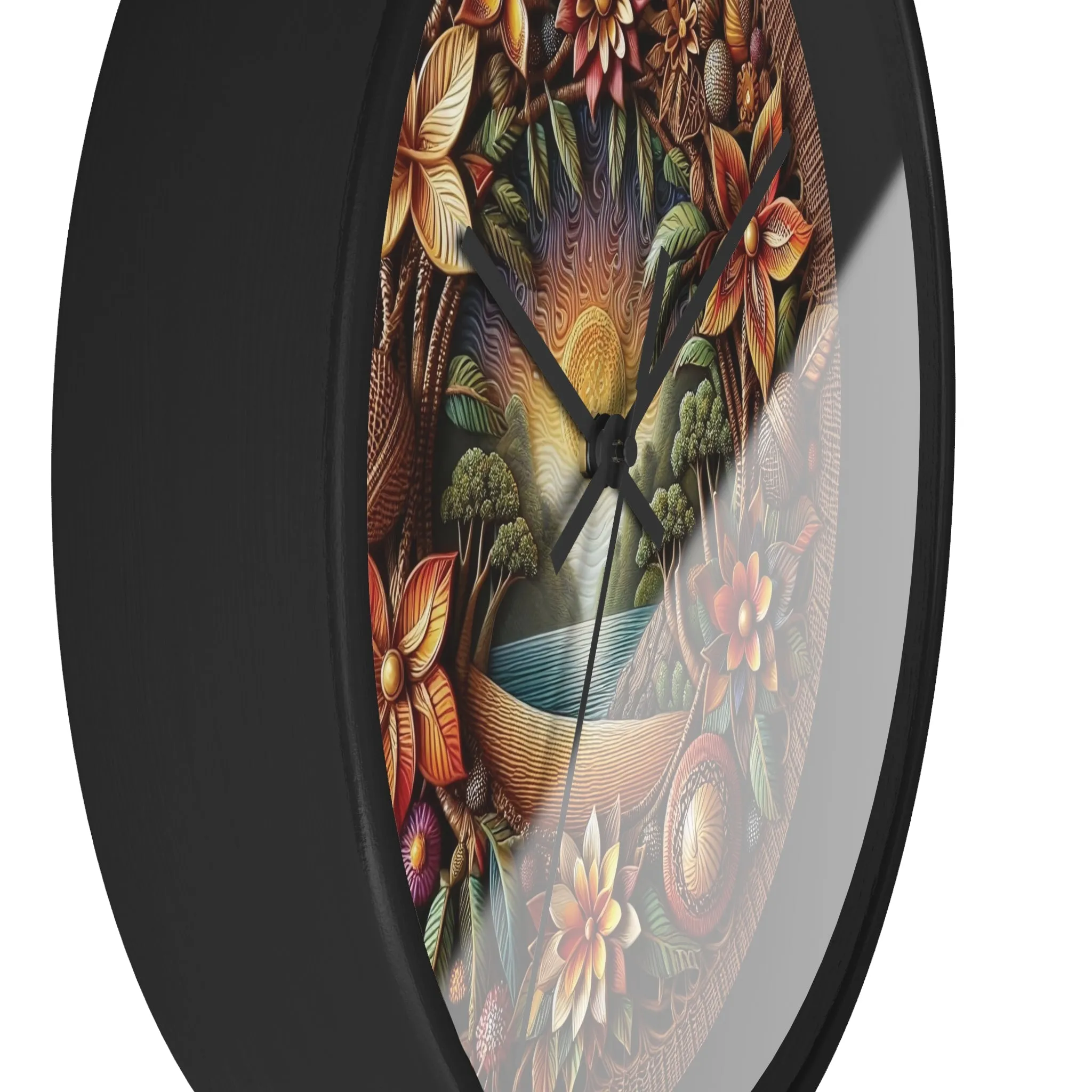 Nature-themed bohemian wicker look Wall Clock