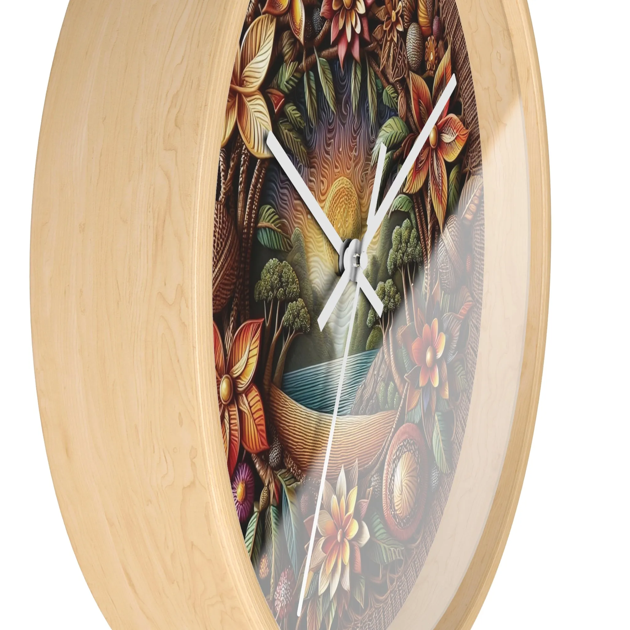 Nature-themed bohemian wicker look Wall Clock