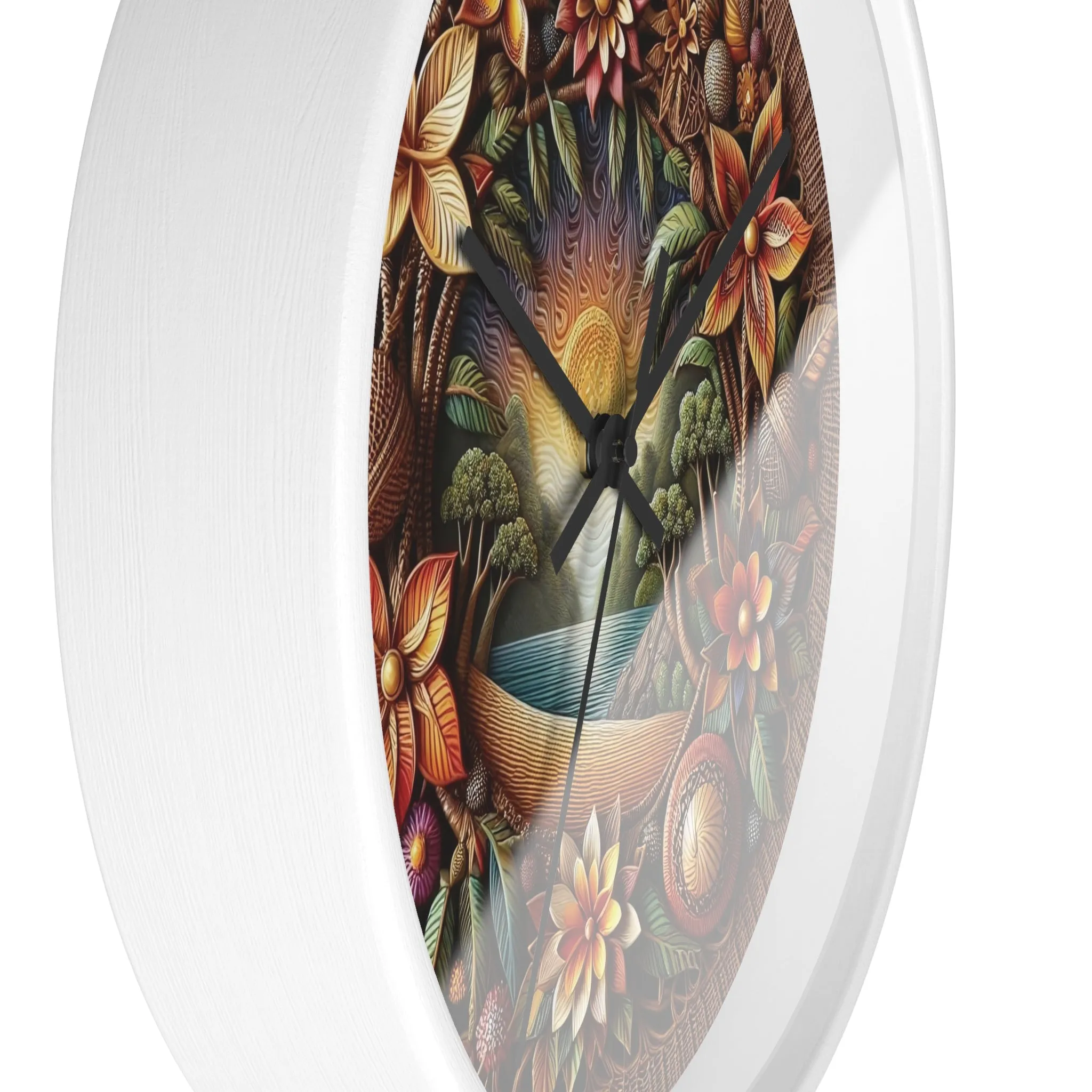 Nature-themed bohemian wicker look Wall Clock