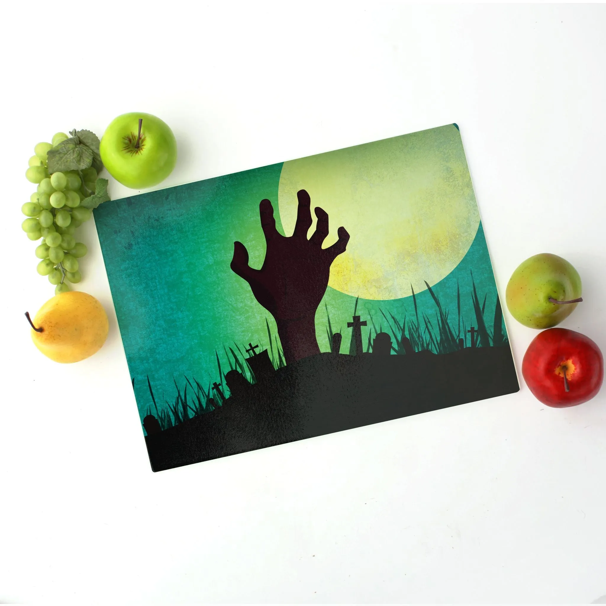 Night of The Living Dead Halloween Tempered Glass Cutting Board 15.75" X 11.5" - Designed by Michigan Artists