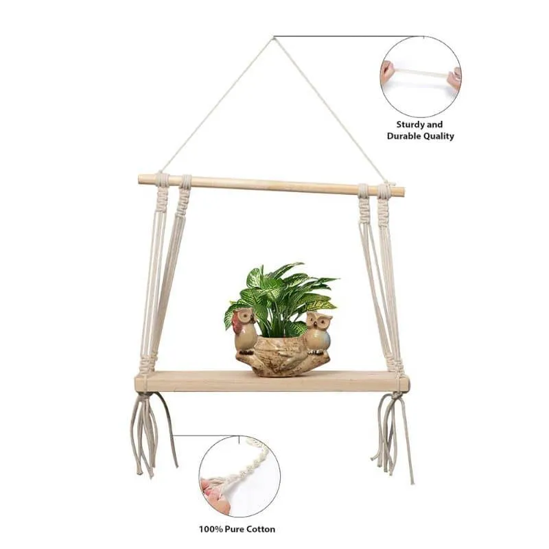 Olive Macrame Hanging Shelf