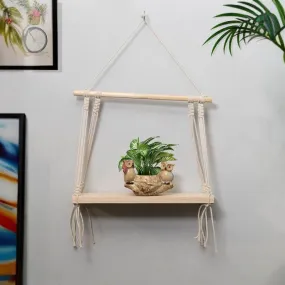 Olive Macrame Hanging Shelf