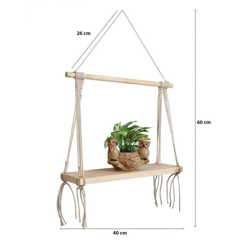 Olive Macrame Hanging Shelf