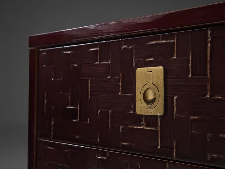 Pair of Luxurious Nightstands with Textured Lacquered Surface