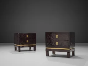 Pair of Luxurious Nightstands with Textured Lacquered Surface