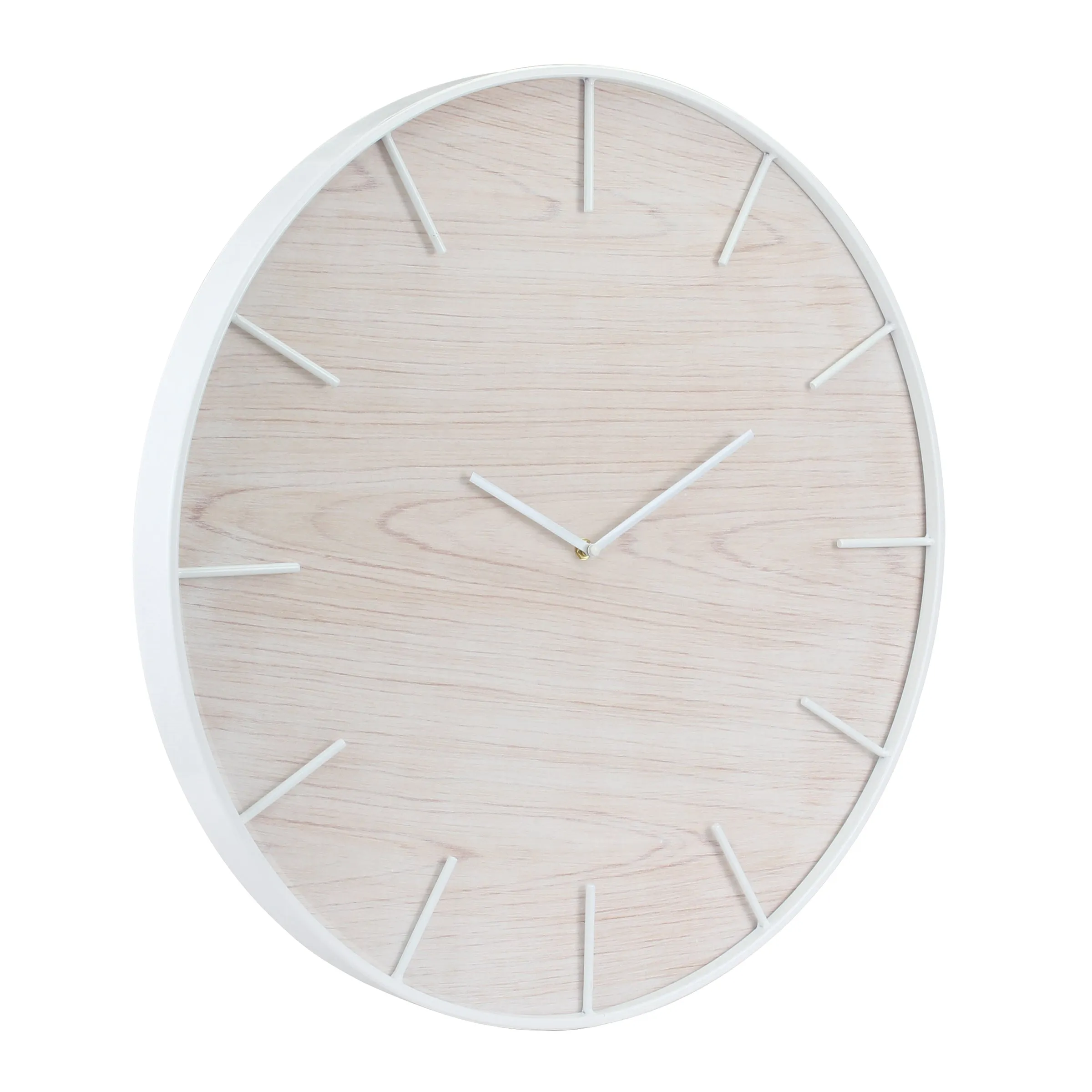 Round Open Face Blonde Clock with White